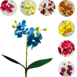1 Mini Flor Orquídea Branca Flor Artificial Silicone 2 Ramos