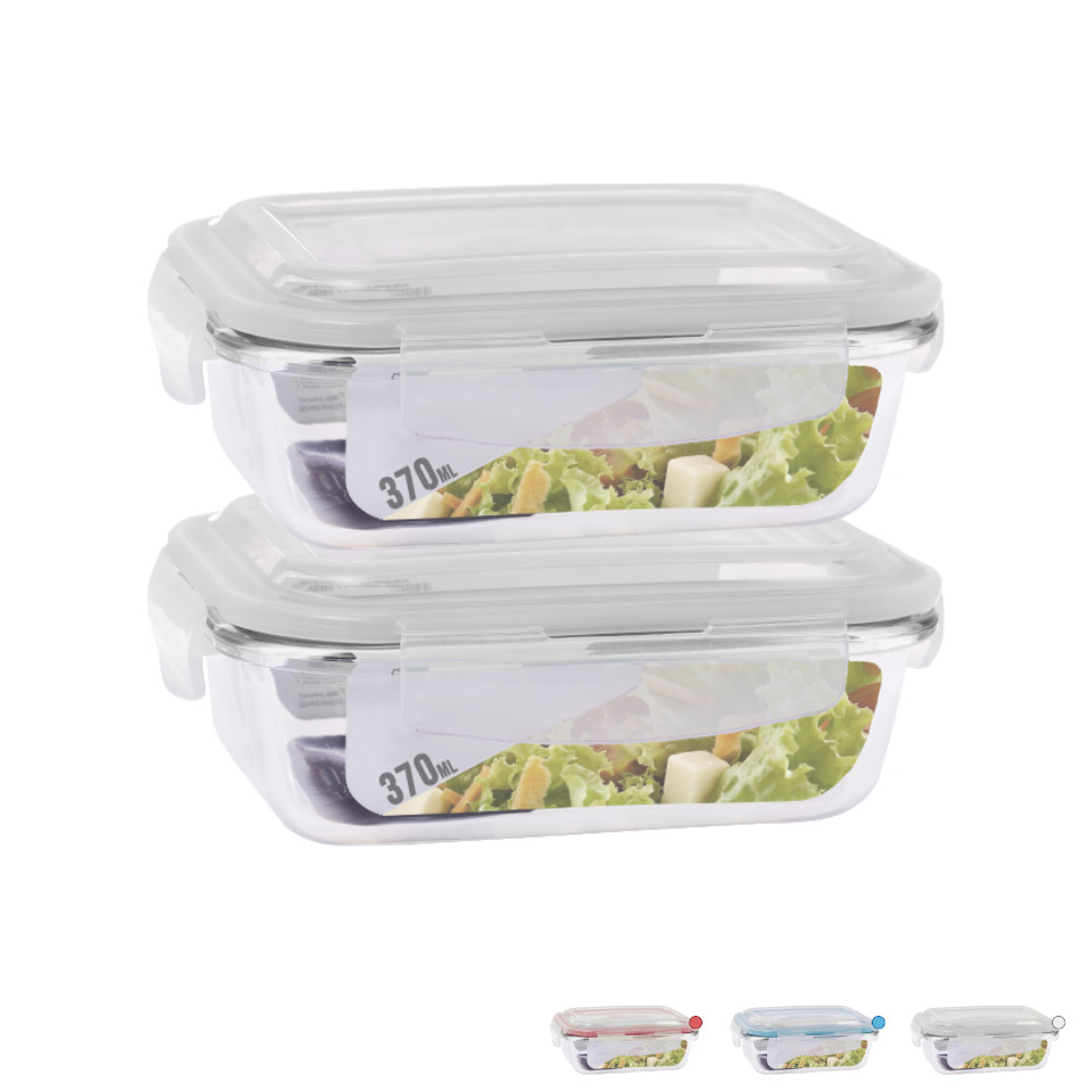 Conjunto 2 Pote 370ml Vidro Hermético Marmita Fitness