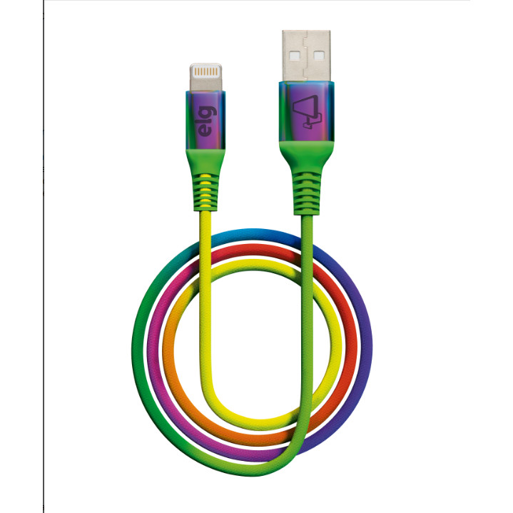 Cabo Lightning, Sincronização e Recarga 12W 2.4A, Nylon Trançado, 1 metro, Colorido, L810RB, ELG em Oferta na Shopee