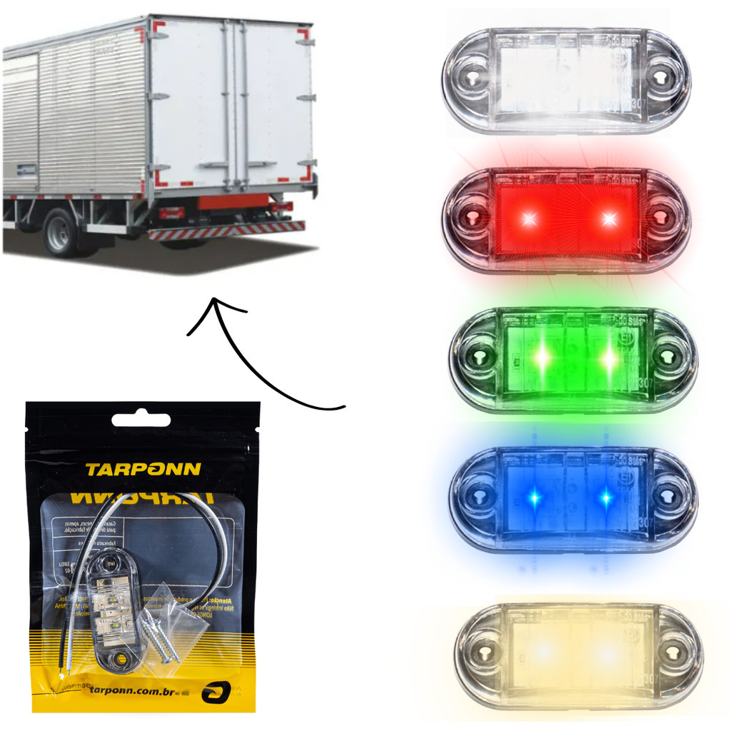 Lanterna Delimitadora Led Lateral Caminhão Baú Barcos e Carretinhas 12v 24v Tarponn em Oferta na Shopee