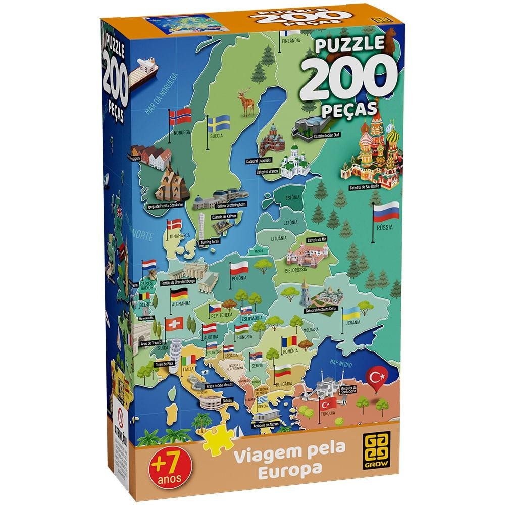 Puzzle 200 peças Viagem pela Europa em Oferta na Shopee