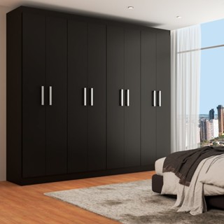 Guarda-Roupa Casal Ele e Ela 8 Portas 8 Prateleiras Malbec Preto Fosco - Panorama Móveis em Oferta na Shopee