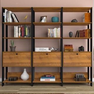 Conjunto Estantes para Livros Match 3 Portas Basculantes 9 Prateleiras em Oferta na Shopee