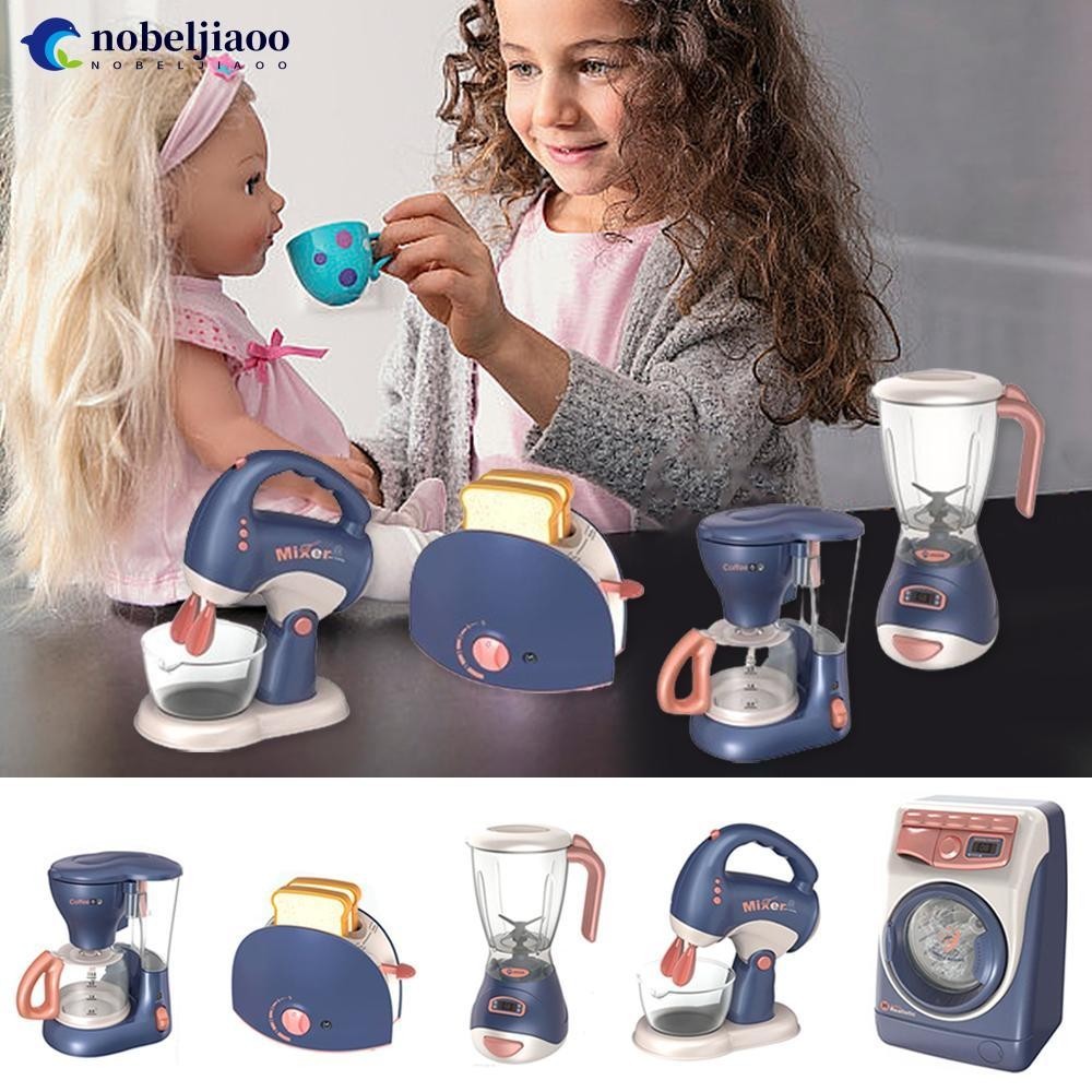 NOBELJIAOO Mini Eletrodomésticos Brinquedos De Cozinha , Conjunto De Fingir Com Misturador E Torradeira Para Crianças Meninas Presentes C5L6