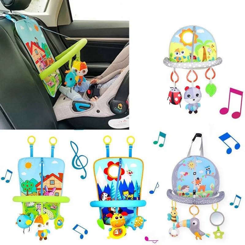 Assento de carro para bebê brinquedos berço pendurado carrinho de bebê assento traseiro espelho brinquedo