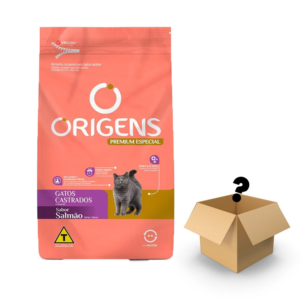 Ração Origens para Gatos Castrados sabor Salmão - 10,1kg + Surpresa em Oferta na Shopee
