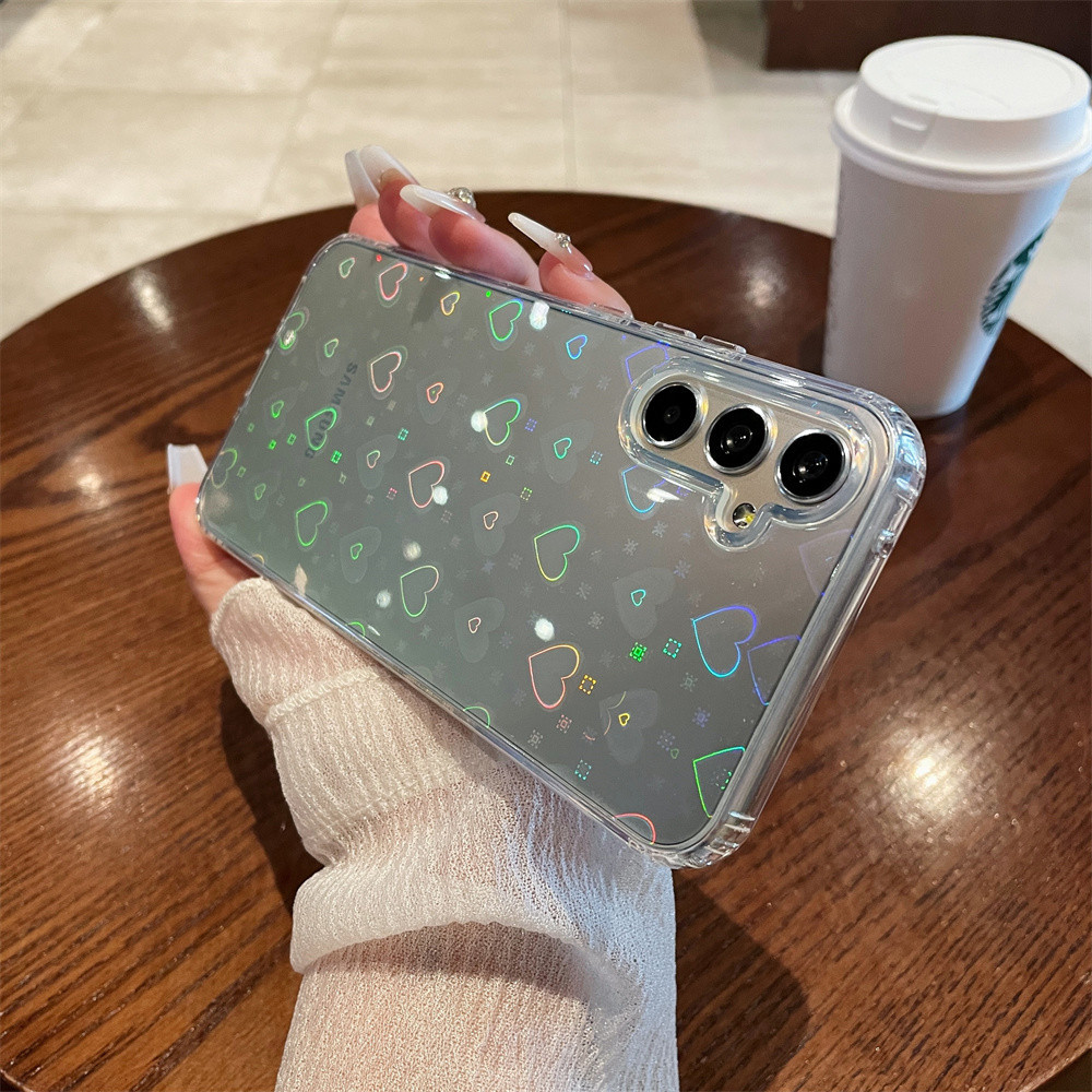 Capa De Telefone Acrílica Para Samsung Galaxy A56 A55 A54 A52 A36 A35 A16 A34 A24 S25 S24 S23 S22 Ultra Plus Laser Love 