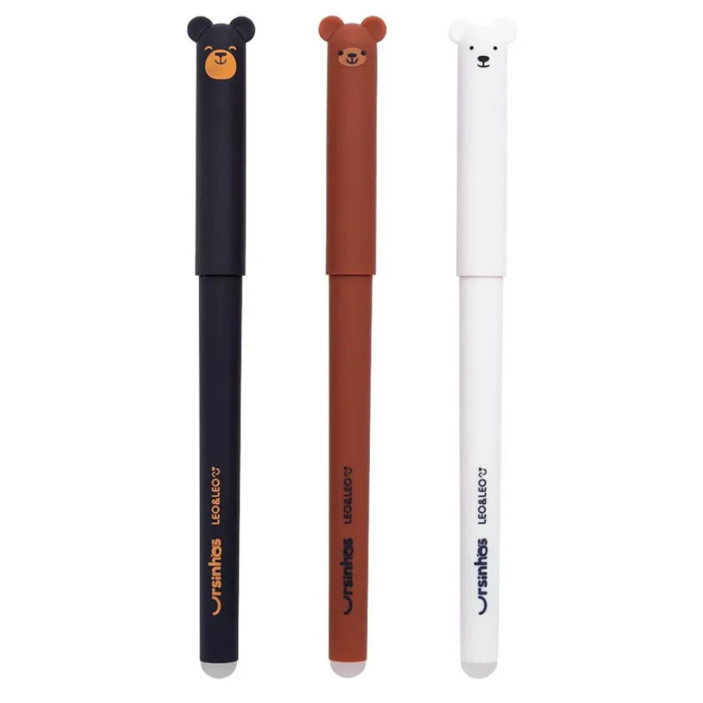 CANETA APAGAVEL GEL 0.7MM URSINHOS   AZUL/PRETA/VERMELHA    LEO E LEO   97970