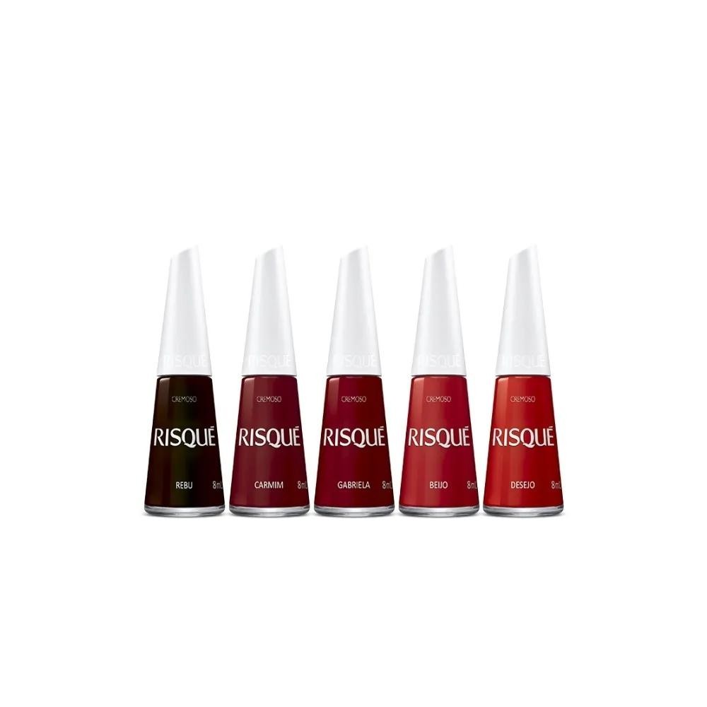 Kit Esmaltes Risqué Vermelhos (5 cores) em Oferta na Shopee
