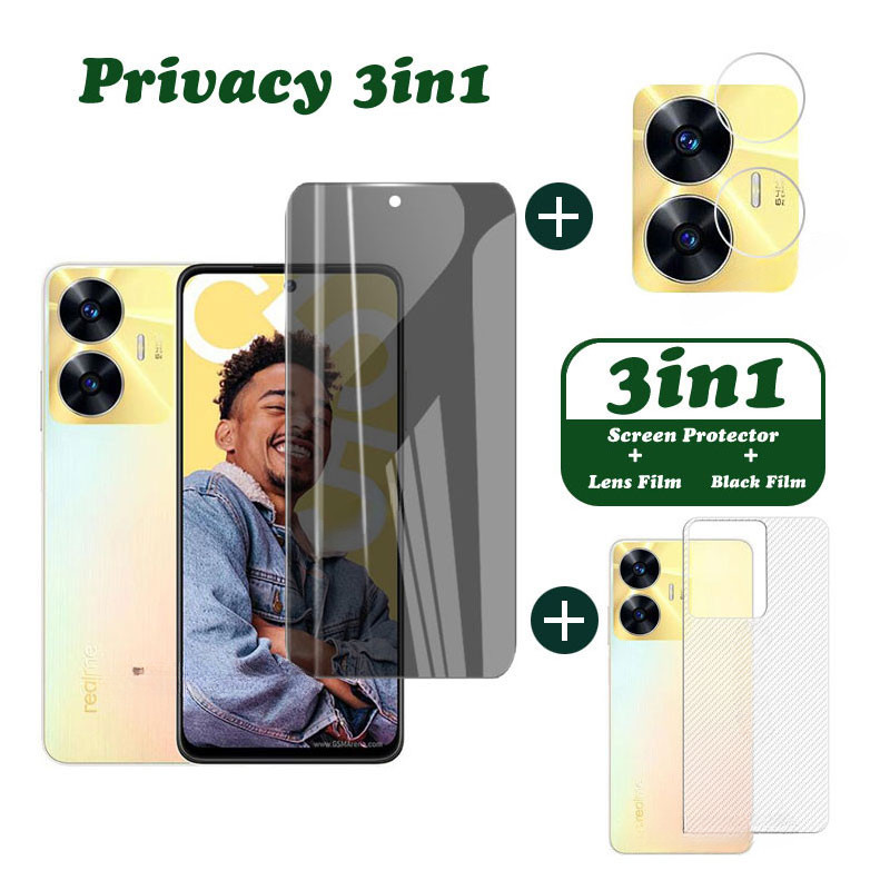 3 Em 1 Para Realme Note 70 14 14X C73 C71 C75 C75X C55 C53 C51 C35 C15 C25 Protetor De Tela Anti-Espião De Privacidade E