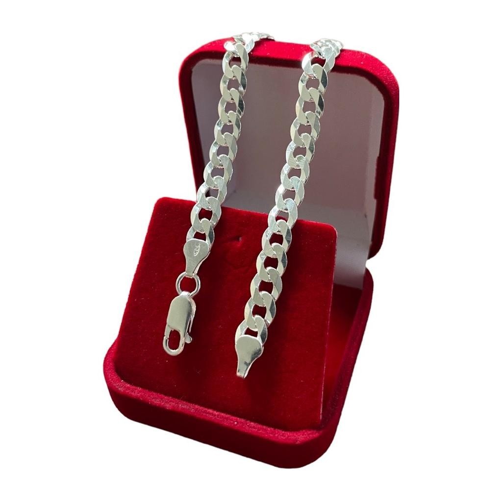 Pulseira masculina de prata grossa 7mm prata 925 em Oferta na Shopee