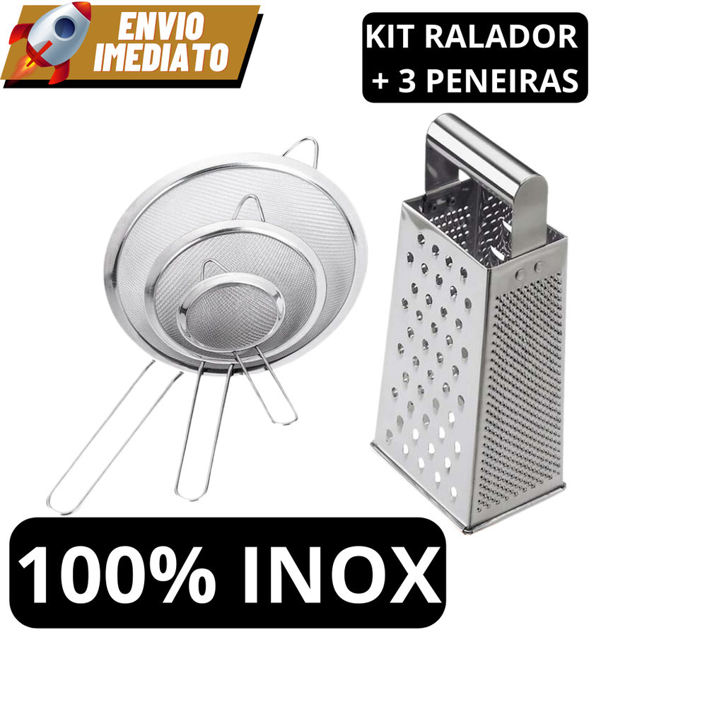 Kit de Peneiras e Ralador em Inox - Praticidade e Versatilidade para Sua Cozinha! em Oferta na Shopee