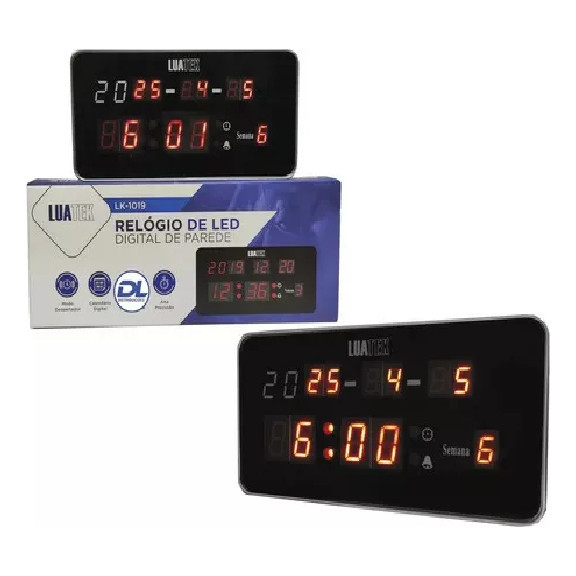 Relogio Led Grande Calendario Alarme Casa Cozinha Comercio