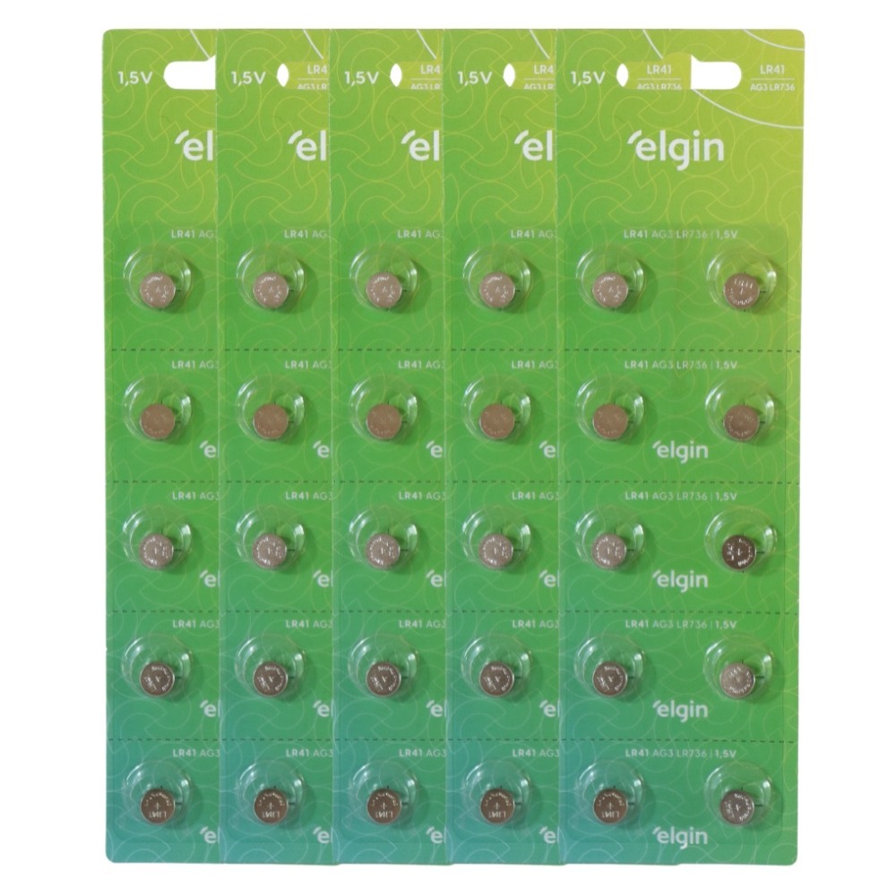 50 Baterias Pilhas Alcalina Lr41 1,5v Blister Cartela Elgin em Oferta na Shopee