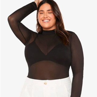 Body Feminino Plus Size Tule Básico 46 a 50 curve Tendência G1 G2 G3 em Oferta na Shopee