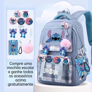 Stitch Large Capacity Children's Light mochila meninas luz mochila impermeável computador ...