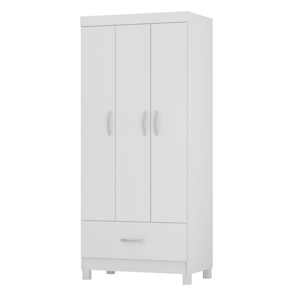 Guarda Roupas Solteiro 3 Portas 1 Gaveta Branco Prince Demóbile em Oferta na Shopee