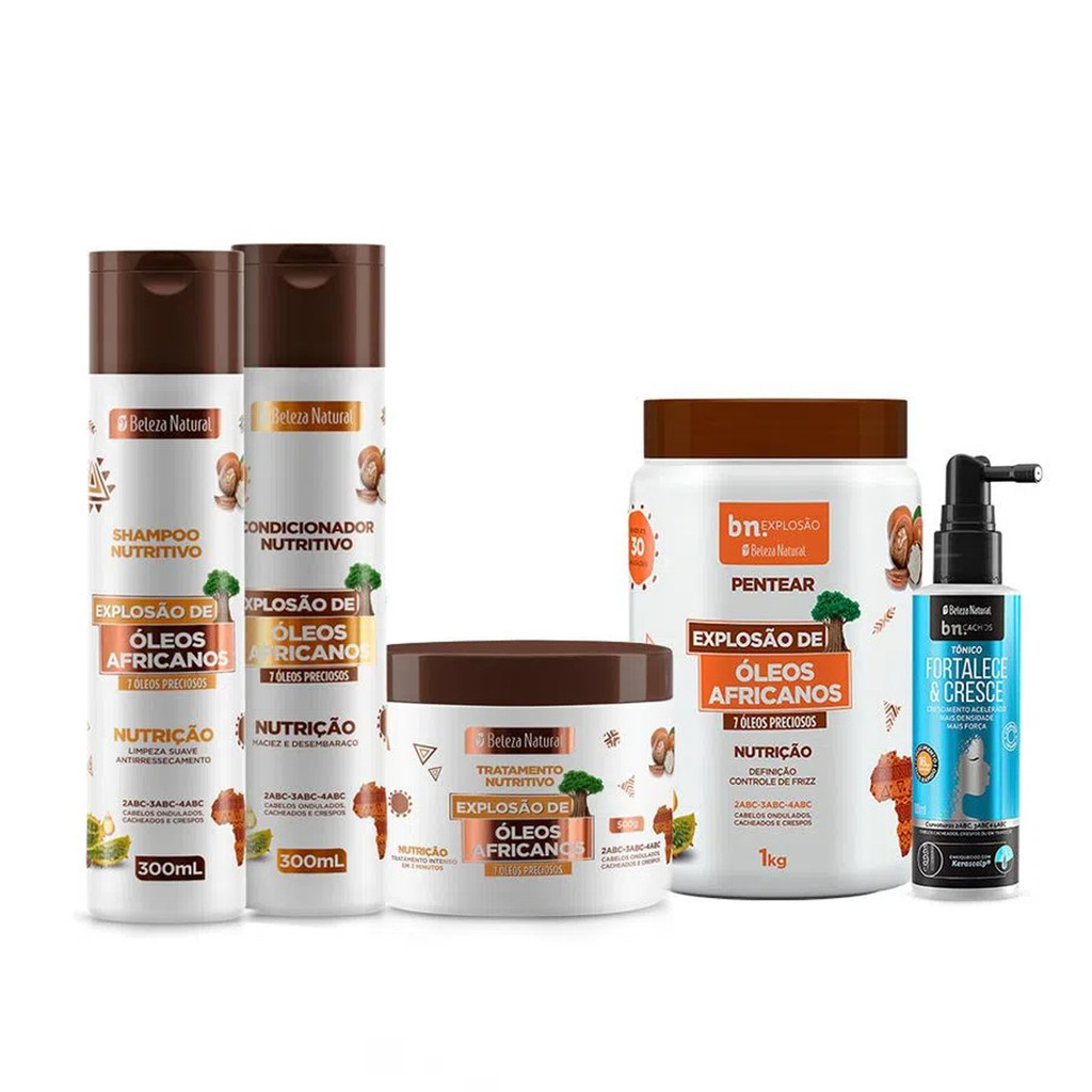 Kit Beleza Natural Explosão Óleos Africanos + Tônico Capilar 100ml em Oferta na Shopee