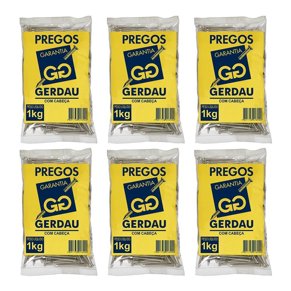 Kit Com 6kg De Prego Com Cabeça Gerdau 19x39