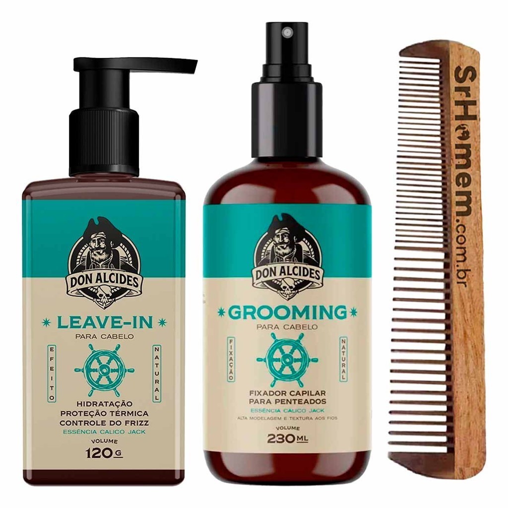 Leave-in 120g Grooming e Calico Jack Pente Duplo Don Alcides