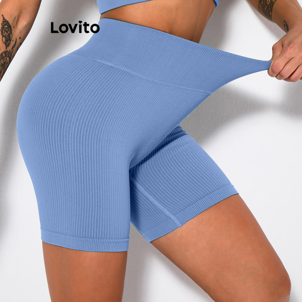 Lovito Shorts Esportivos Básicos Lisos Casuais Para Mulheres LNL47226