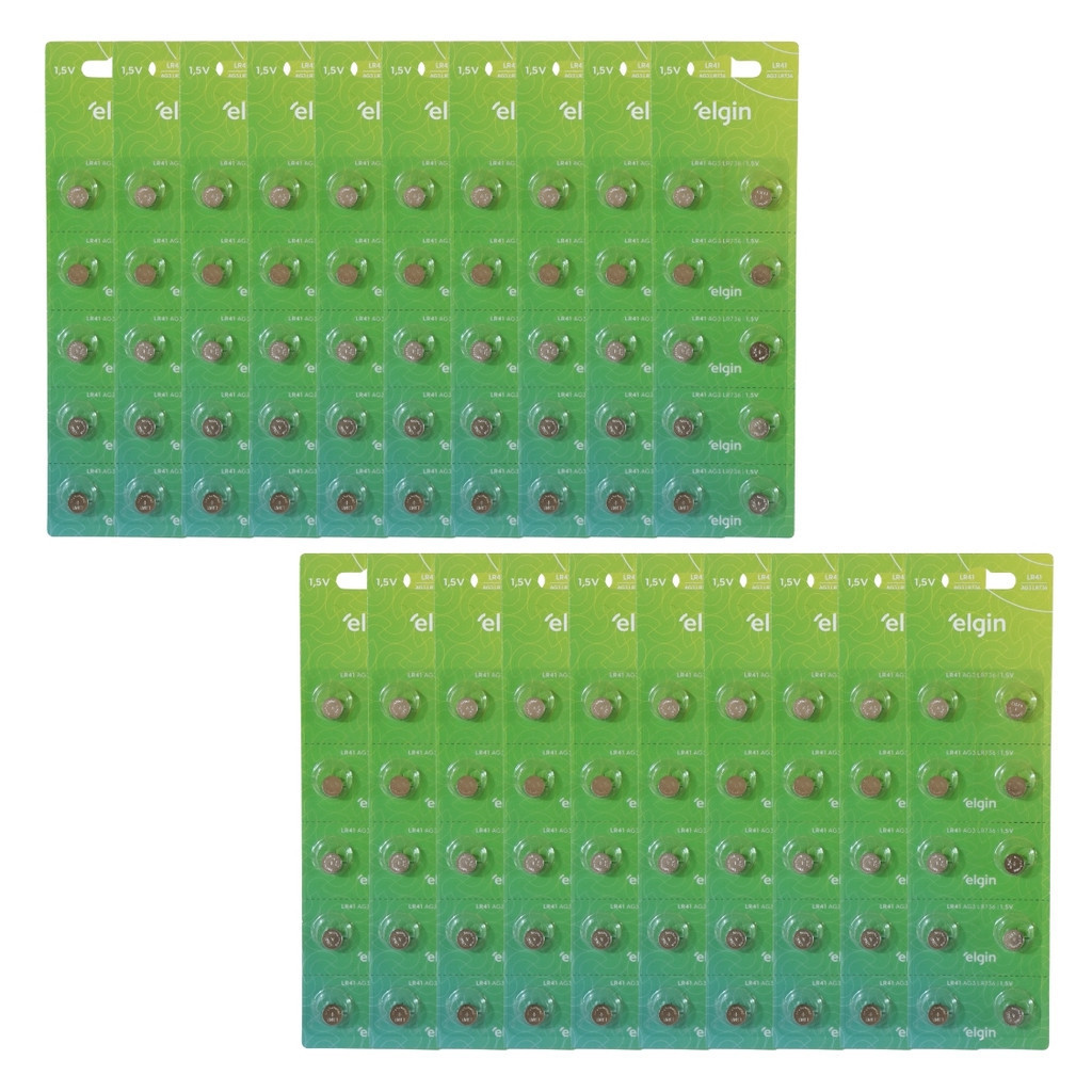 Kit 200 Pilhas Bateria Alcalina Lr41 1,5v Cartela Elgin - Watches