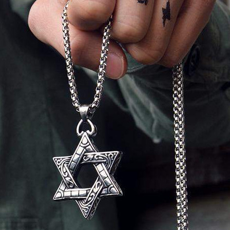 Colar Estrela de Seis Pontas para Homens, Colar de Aço Titânio, Pingente Hip Hop, Joia Punk, Presentes Masculinos