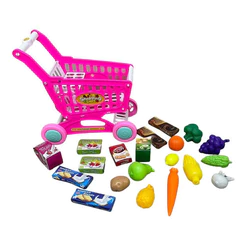 Carrinho de Compras Super Mercado Infantil Importway Rosa Faz de Conta
