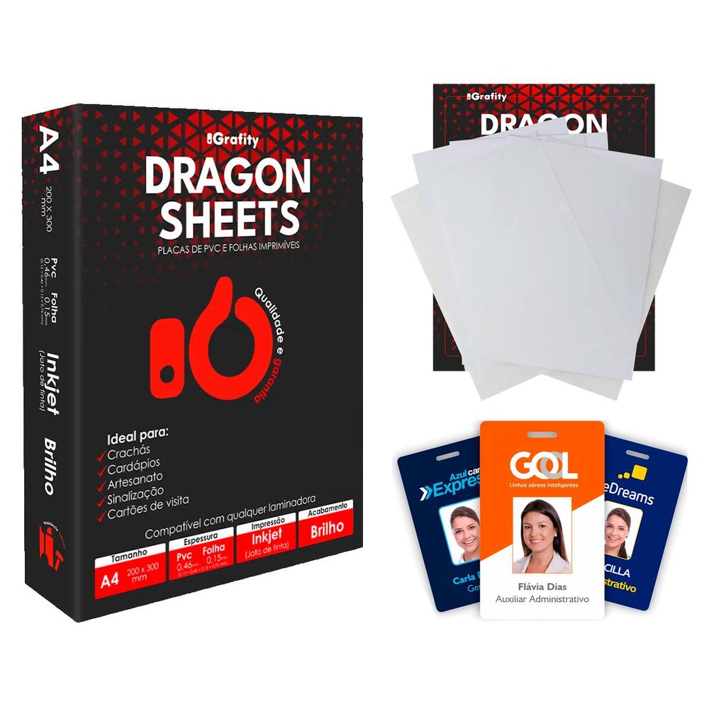 Kit com 10 Placa PVC e 10 Folha Imprimível A4 Jato de Tinta em Oferta na Shopee