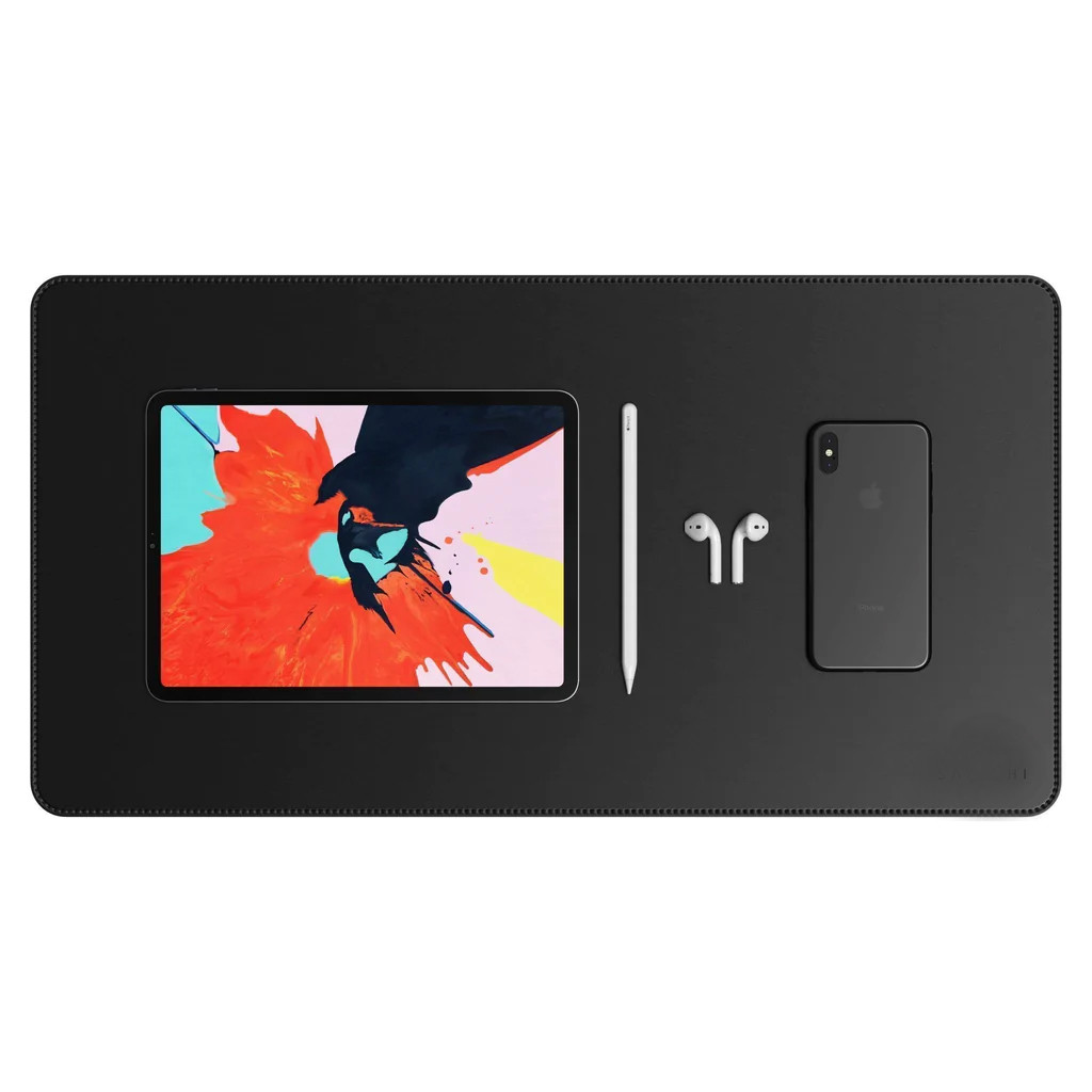Desk Pad Gigante Couro Ecológico Preto Premium