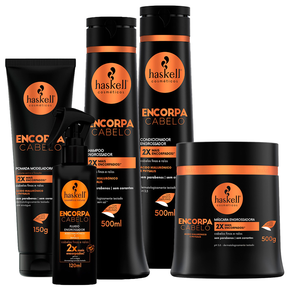 Kit Haskell Encorpa Cabelo Shampoo, Condicionador, Máscara, Fluido E Pomada 150g