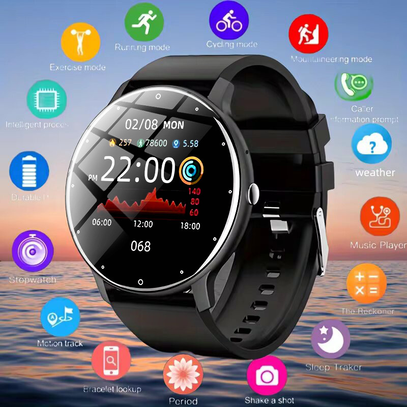 LIGE Relógio inteligente masculino à prova d'água com Bluetooth de freqüência cardíaca