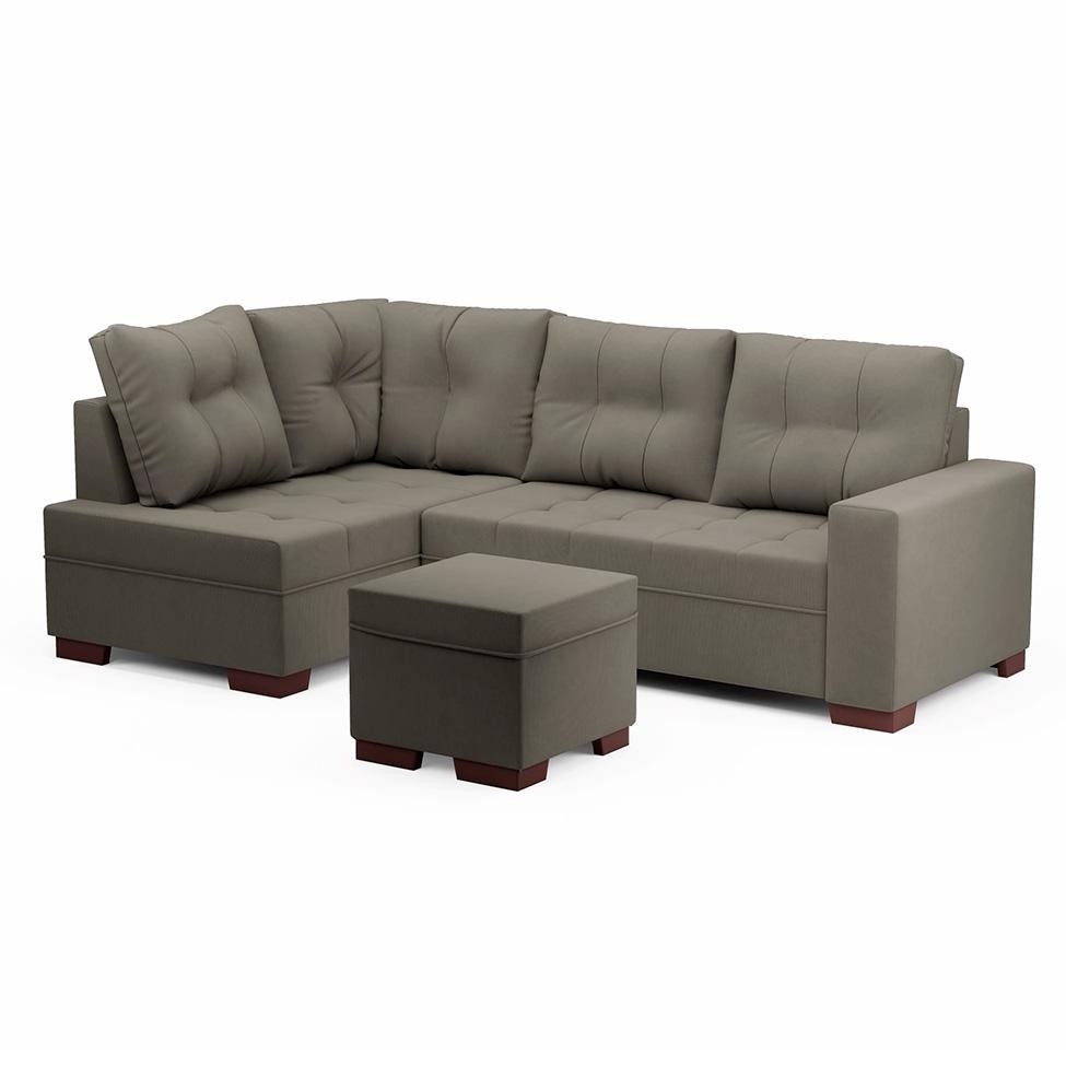 Sofá de Canto 6 Lugares Gávea Suede Cinza em Oferta na Shopee