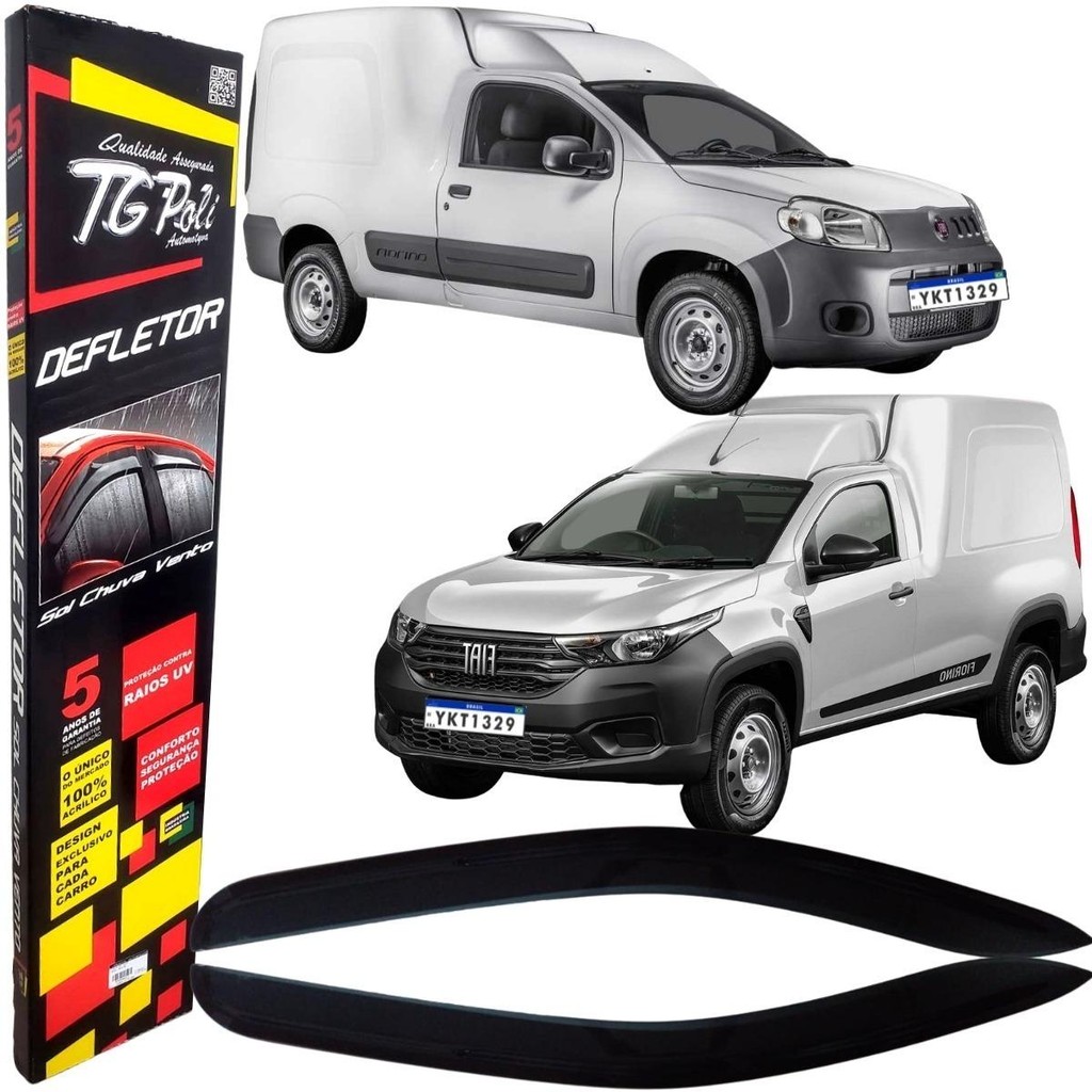 Calha de Chuva Fiat Uno Evo 2011 a 2019 Fiorino 2014 a 2025 2P TG Poli Defletor Janelas Fumê em Oferta na Shopee