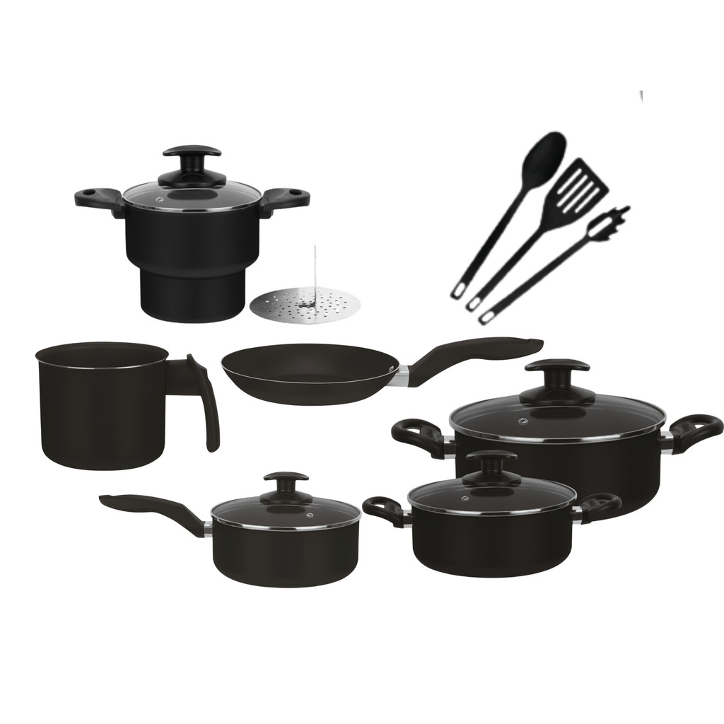 Conjunto Panela Caçarolas Antiaderente Teflon 9 pecas cuscuzeira