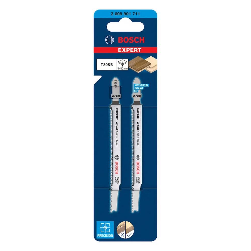 Lâmina T 308 B Madeira para Serra Tico-Tico Wood 2-Side Clean Straight 2 Unidades BOSCH em Oferta na Shopee