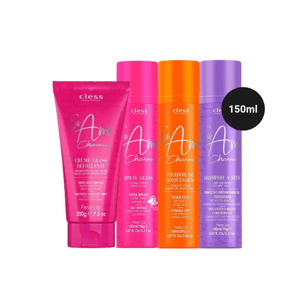 Kit Fixador + Shampoo Seco + Creme Defrizante + Spray Gloss em Oferta na Shopee