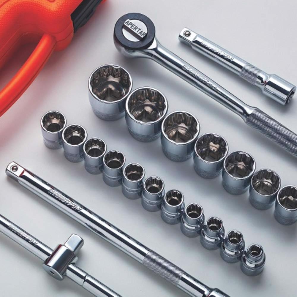 Jogo de Soquetes 1/2 POL de 8 à 32 MM com 22 Peças Estriado D26-22AM ROBUST · foto 2