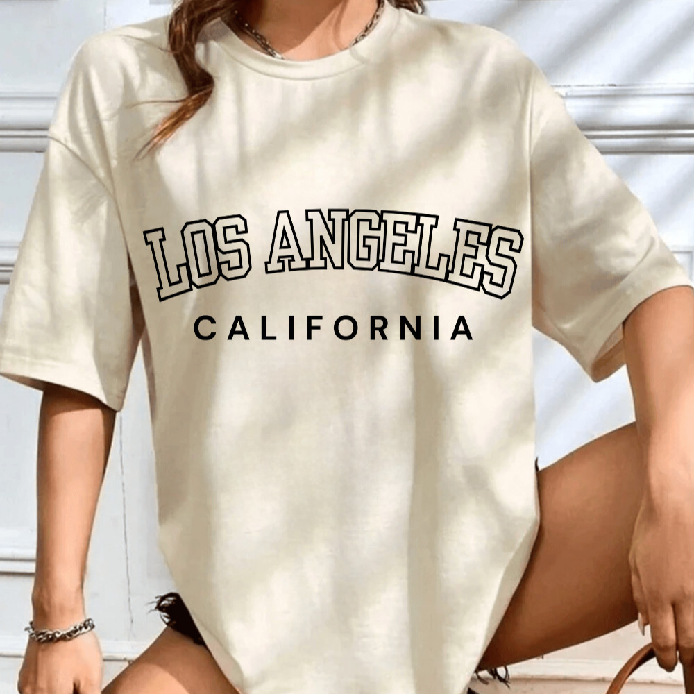 Camiseta Oversized Feminina Los Angeles California Larga Streetwear 100% Algodão