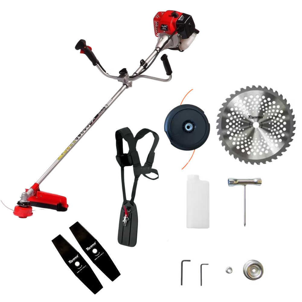 ROÇADEIRA A GASOLINA LATERAL 2T TOYAMA TBC43X COM KIT CARRETEL E 3 LÂMINAS