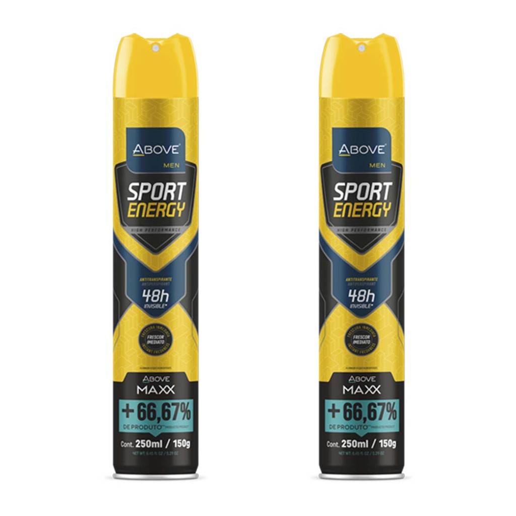 Kit 2 Desodorante Above Aero 250ml Maxx Sport Energy Men em Oferta na Shopee