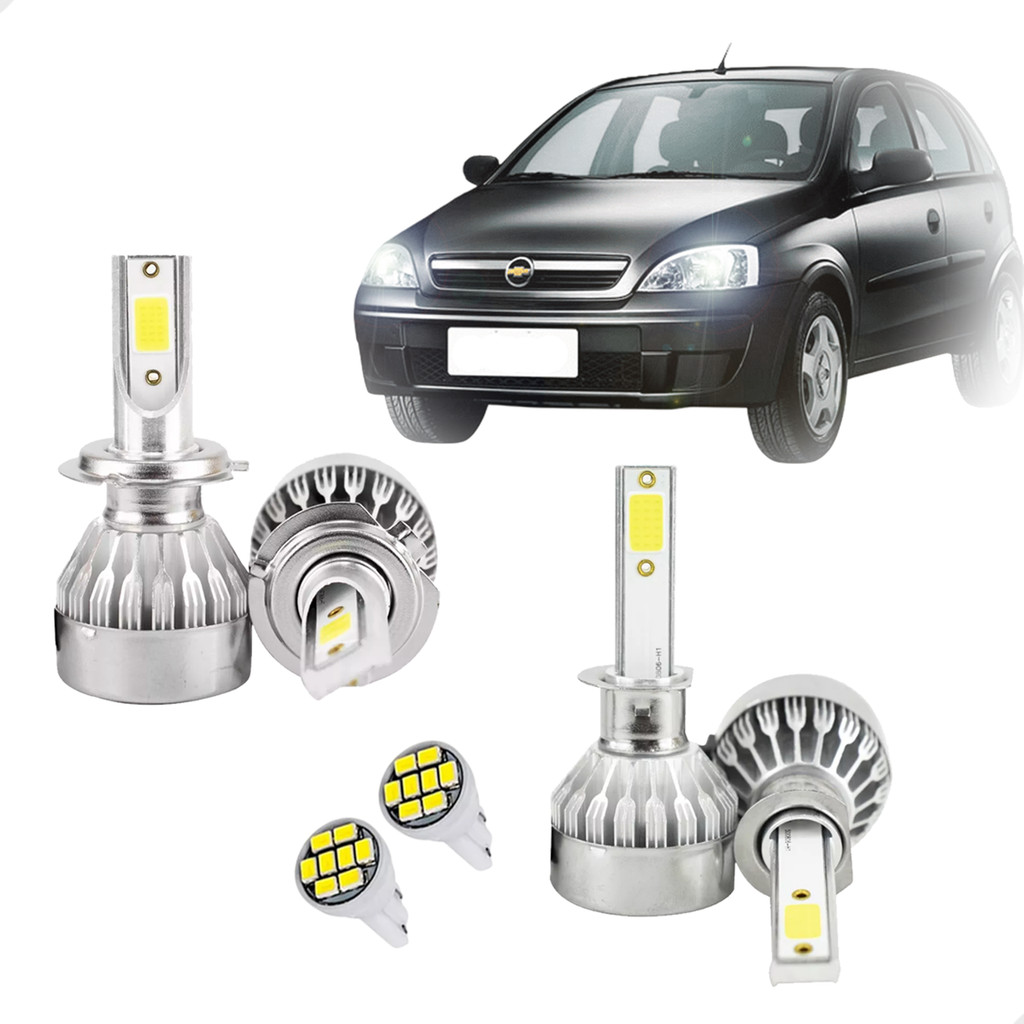 Kit Lâmpadas Super Led Branca 6500K Mini Para Farol Alto e Baixo Carro Corsa Duplo de 2002 até 2012 em Oferta na Shopee