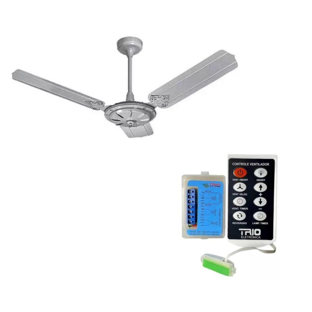 KIT COM VENTI DELTA VENTILADOR NEW COMERCIAL ECO 3 P CH 220 V CZA REV 363206 + CONTROLE REMTO TRIO