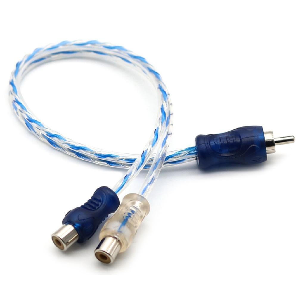 Cabo RCA Y plugues de metal Rca Injetado 4mm 1 Macho e 2 Femeas Cor Azul Prata automotivo - Spare Parts and Accessories for Vehicles