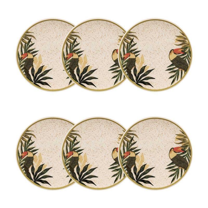 Jogo de 6 Pratos Sobremesa 20 cm Oxford Unni Tropicano em Oferta na Shopee