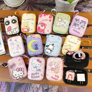 Bonito Sanrio Anime Kitty Kuromi Pochacco, carregador de fone de ouvido, cabo, moeda, bolsa de armazenamento de viagem p em Oferta na Shopee