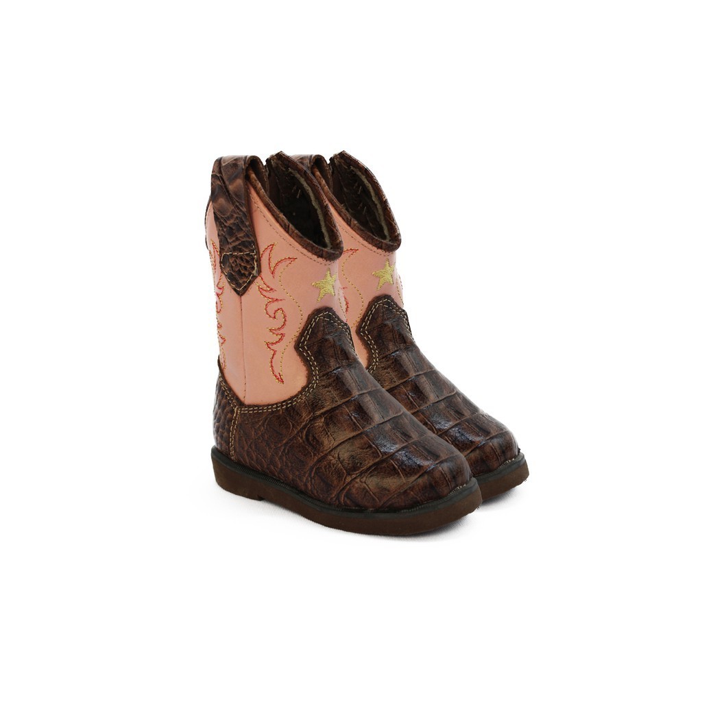 Bota Texana Bebê Feminino Infantil Bebe Country Couro Botinha
