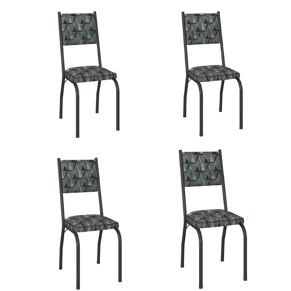 Conjunto Com 4 Cadeiras Tubular Diana Preto Fosco Assento Mosaico Artefamol em Oferta na Shopee