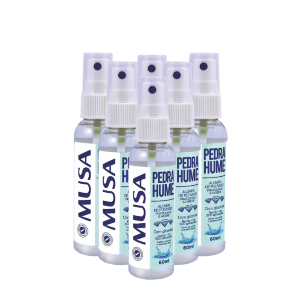 Kit C/ 6 Pedra Hume Musa 60 ml cada Antiséptico em Oferta na Shopee