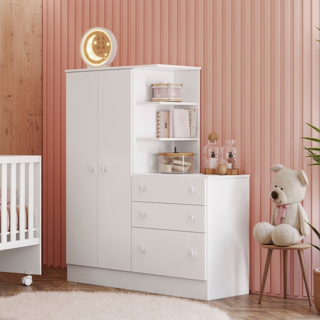Guarda-roupa com Cômoda 3 Gavetas Doce Sonho - Home & Living